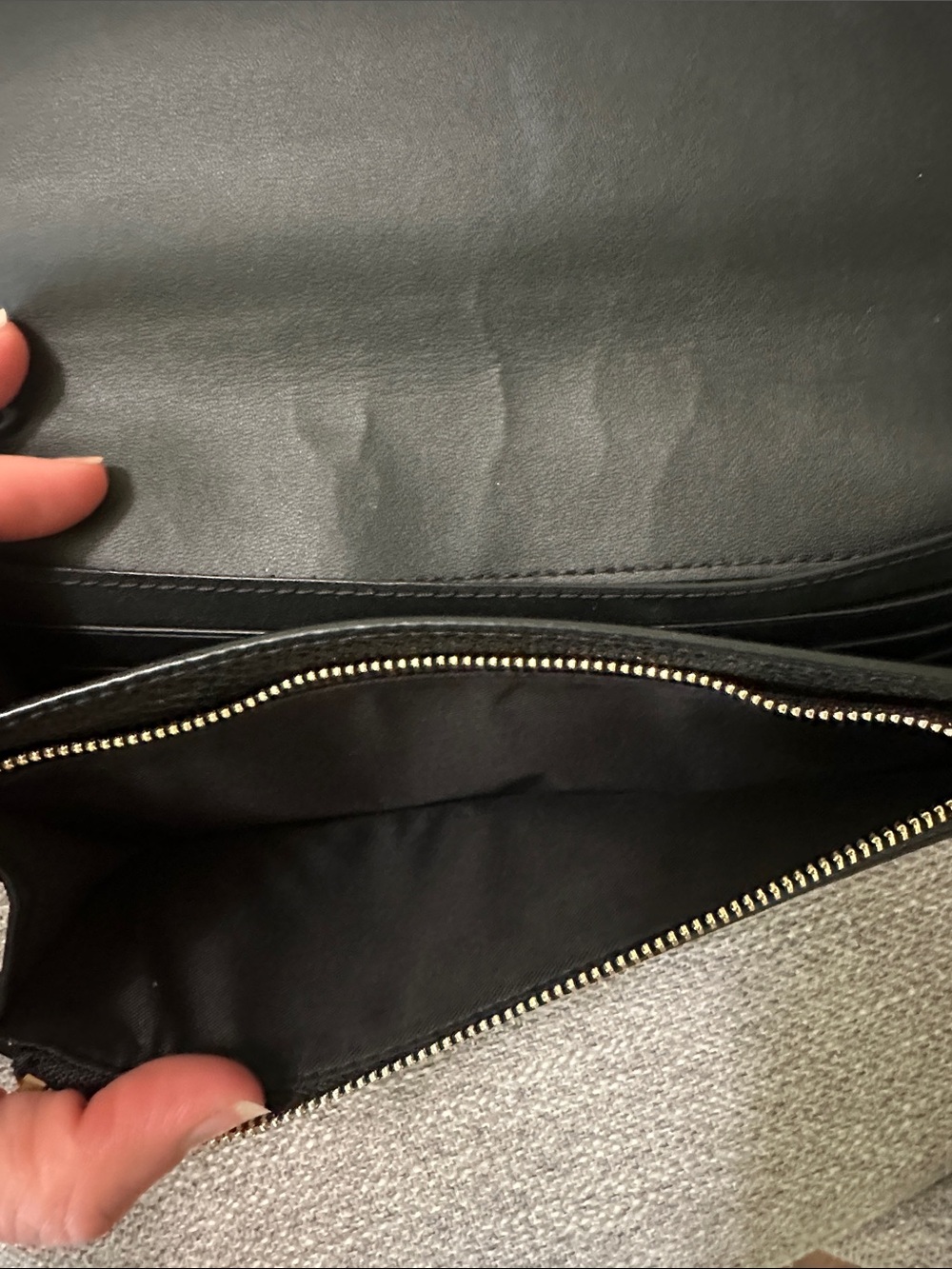 Coach Black Pebbled Leather Continental Wallet with Gold Logo - Picture 5 of 15